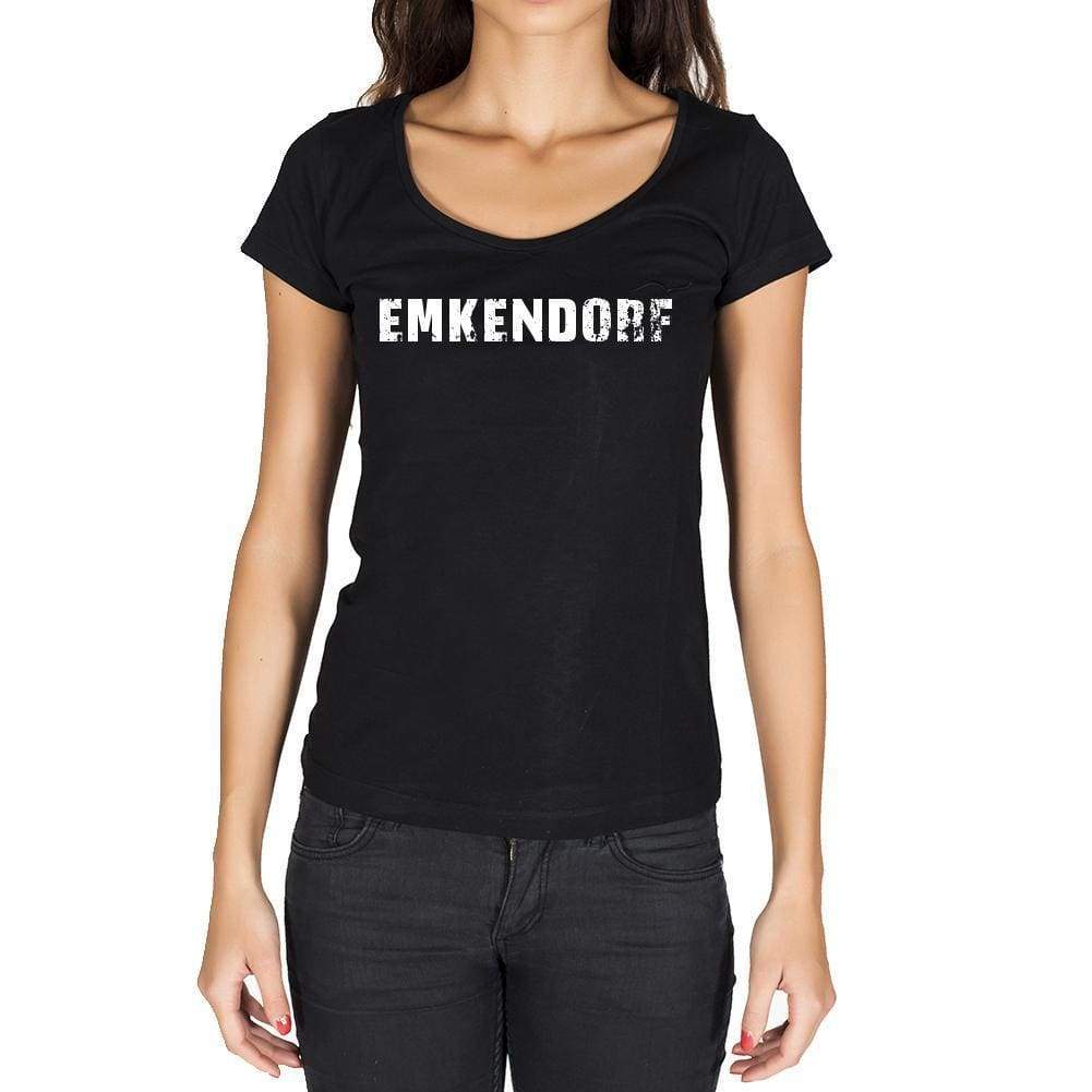 Emkendorf German Cities Black Womens Short Sleeve Round Neck T-Shirt 00002 - Casual
