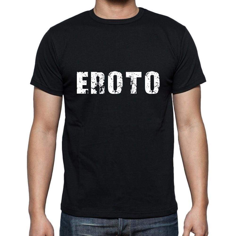 Eroto Mens Short Sleeve Round Neck T-Shirt 5 Letters Black Word 00006 - Casual