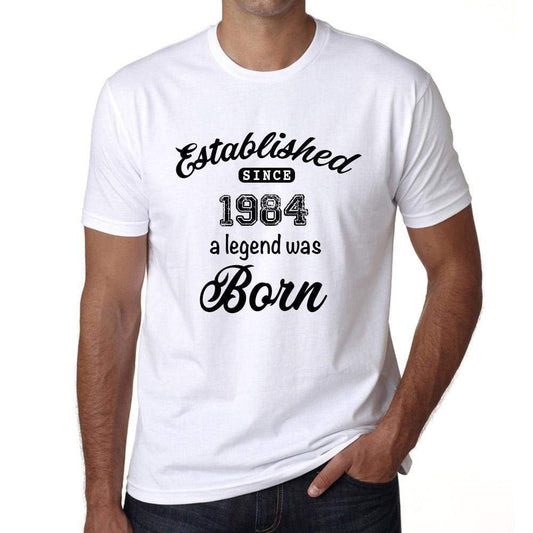 Established Since 1984 Mens Short Sleeve Round Neck T-Shirt 00095 - White / S - Casual