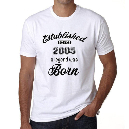 Established Since 2005 Mens Short Sleeve Round Neck T-Shirt 00095 - White / S - Casual
