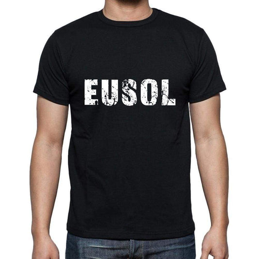 Eusol Mens Short Sleeve Round Neck T-Shirt 5 Letters Black Word 00006 - Casual