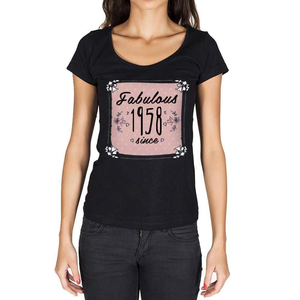 Fabulous Since 1958 Womens T-Shirt Black Birthday Gift 00434 - Black / Xs - Casual