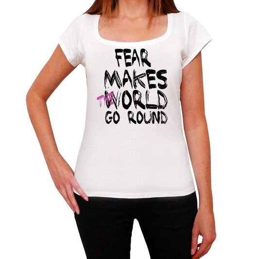 Fear World Goes Round Womens Short Sleeve Round White T-Shirt 00083 - White / Xs - Casual