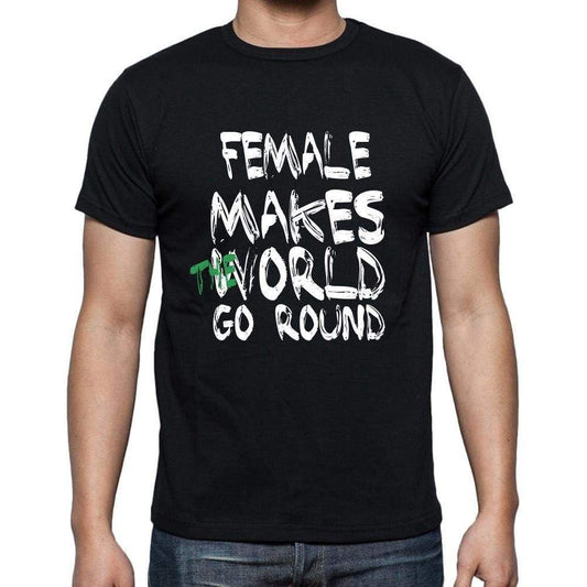 Female World Goes Round Mens Short Sleeve Round Neck T-Shirt 00082 - Black / S - Casual