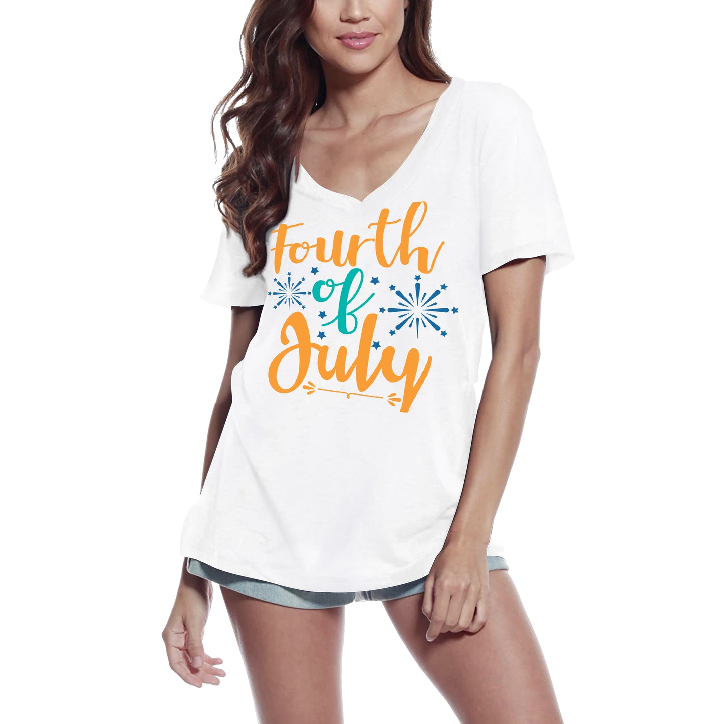 ULTRABASIC Women's T-Shirt Fourth of July - Patriotic Short Sleeve Tee Shirt Tops