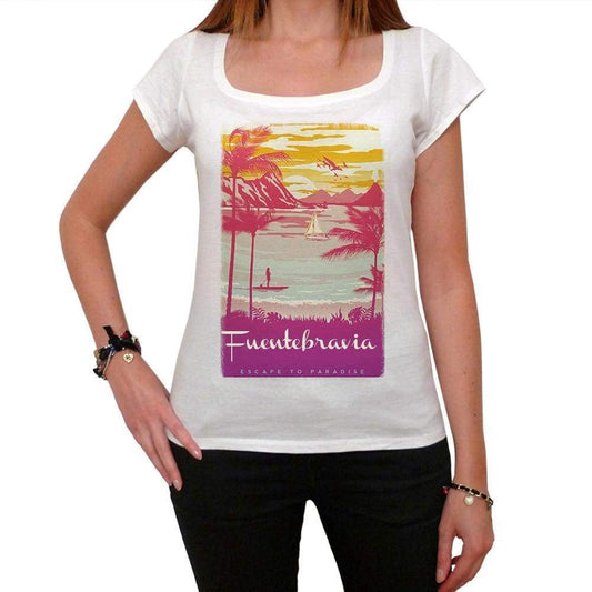 Fuentebravia Escape To Paradise Womens Short Sleeve Round Neck T-Shirt 00280 - White / Xs - Casual