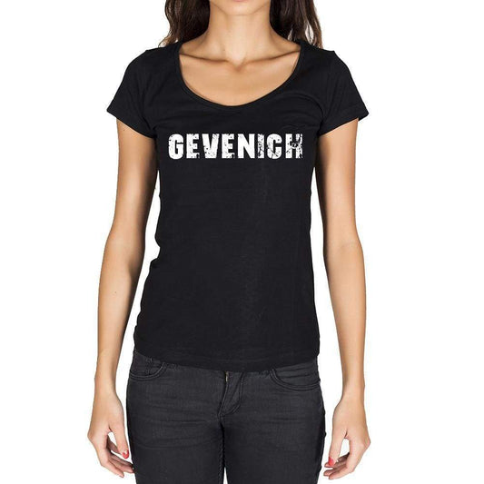 Gevenich German Cities Black Womens Short Sleeve Round Neck T-Shirt 00002 - Casual