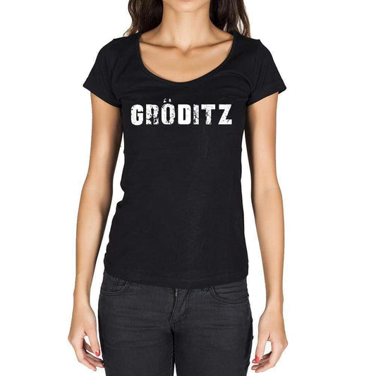Gröditz German Cities Black Womens Short Sleeve Round Neck T-Shirt 00002 - Casual