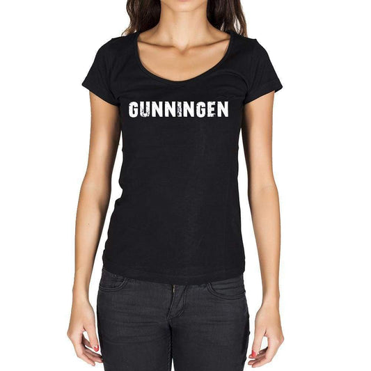 Gunningen German Cities Black Womens Short Sleeve Round Neck T-Shirt 00002 - Casual