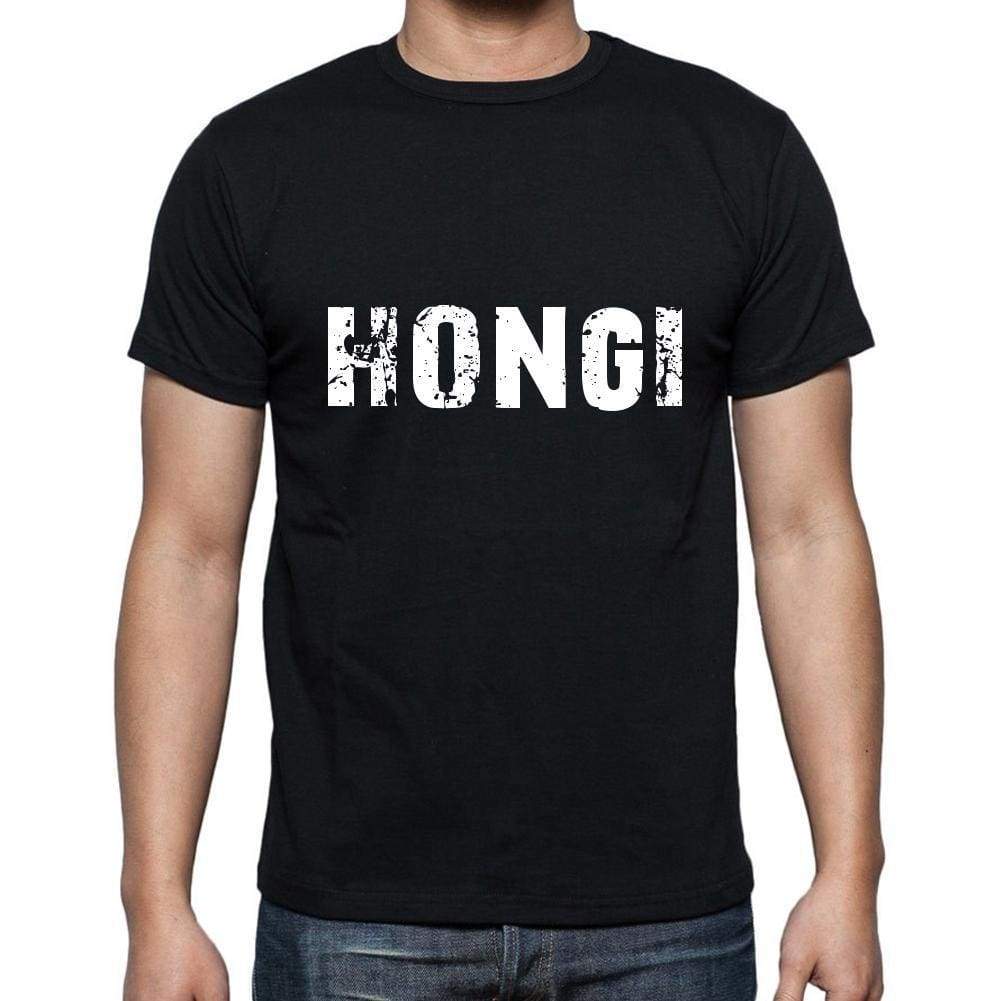 Hongi Mens Short Sleeve Round Neck T-Shirt 5 Letters Black Word 00006 - Casual