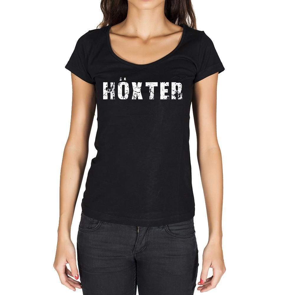 Höxter German Cities Black Womens Short Sleeve Round Neck T-Shirt 00002 - Casual
