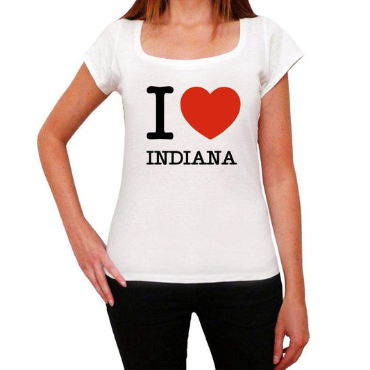 Indiana I Love Citys White Womens Short Sleeve Round Neck T-Shirt 00012 - White / Xs - Casual