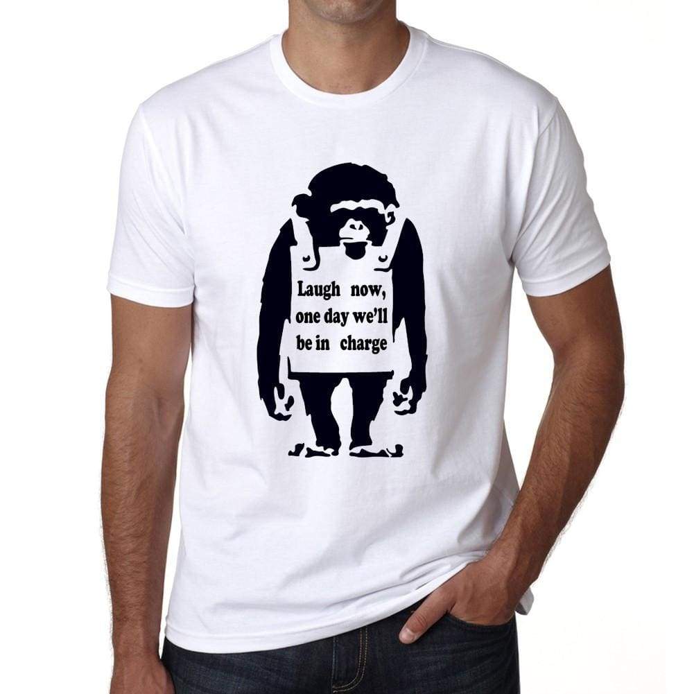 Laugh Now Chimp Mens Tee White 100% Cotton 00164