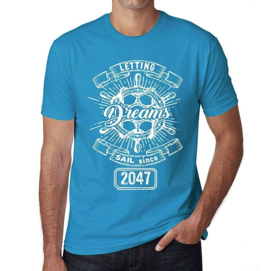 Letting Dreams Sail Since 2047 Mens T-Shirt Blue Birthday Gift 00404 - Blue / Xs - Casual