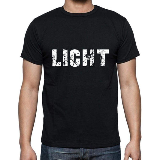 Licht Mens Short Sleeve Round Neck T-Shirt 5 Letters Black Word 00006 - Casual
