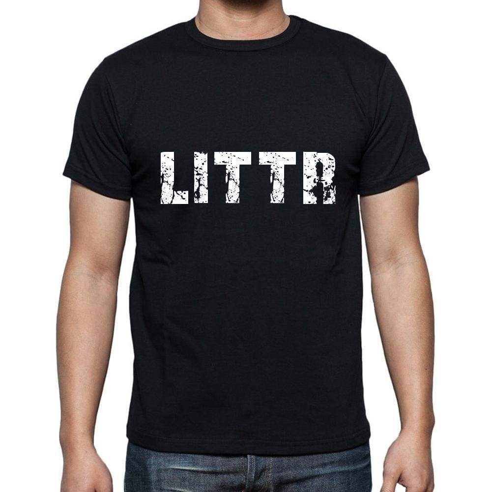 Littr Mens Short Sleeve Round Neck T-Shirt 5 Letters Black Word 00006 - Casual