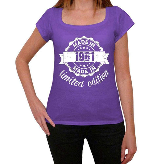 Made In 1961 Limited Edition Womens T-Shirt Purple Birthday Gift 00428 - Purple / Xs - Casual
