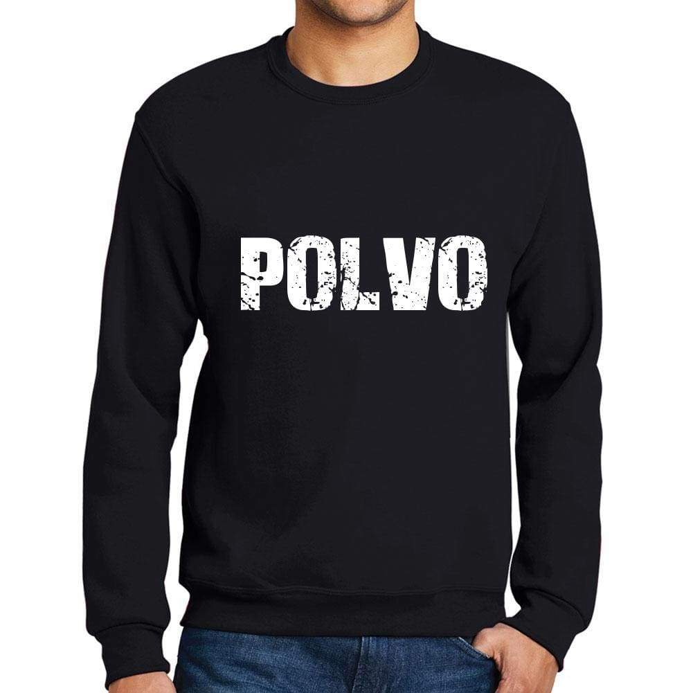 Mens Printed Graphic Sweatshirt Popular Words Polvo Deep Black - Deep Black / Small / Cotton - Sweatshirts