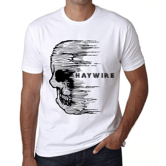 Mens Vintage Tee Shirt Graphic T Shirt Anxiety Skull Haywire White - White / Xs / Cotton - T-Shirt