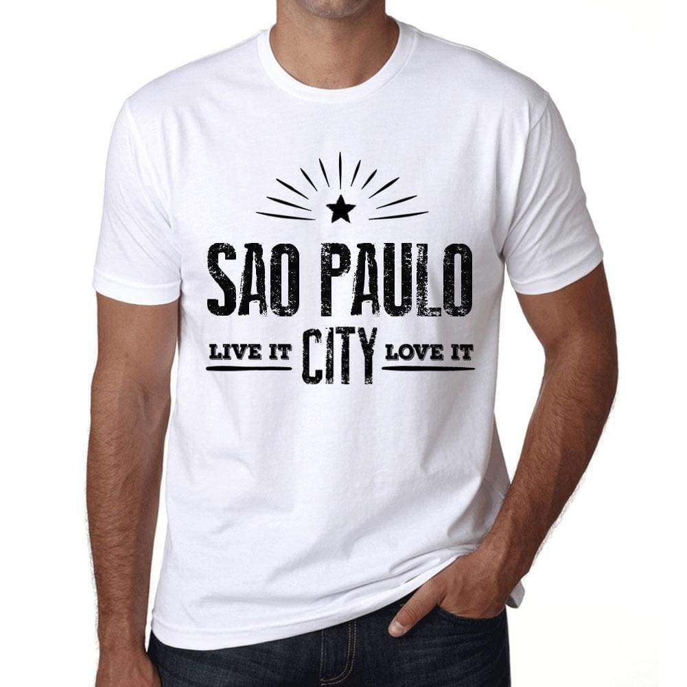 Mens Vintage Tee Shirt Graphic T Shirt Live It Love It Sao Paulo White - White / Xs / Cotton - T-Shirt
