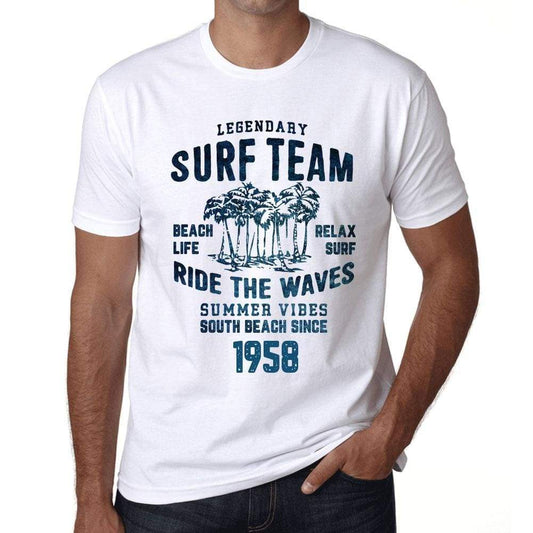 Mens Vintage Tee Shirt Graphic T Shirt Surf Team 1958 White - White / Xs / Cotton - T-Shirt