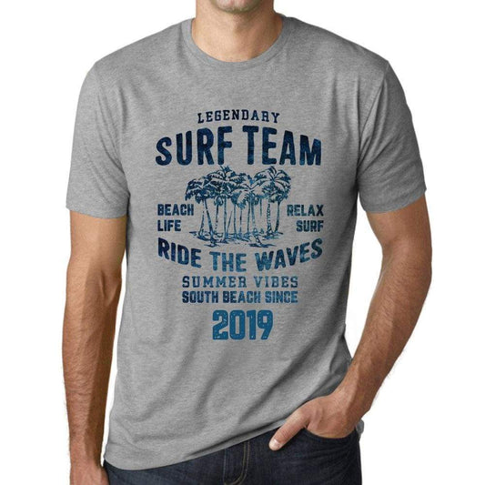 Mens Vintage Tee Shirt Graphic T Shirt Surf Team 2019 Grey Marl - Grey Marl / Xs / Cotton - T-Shirt