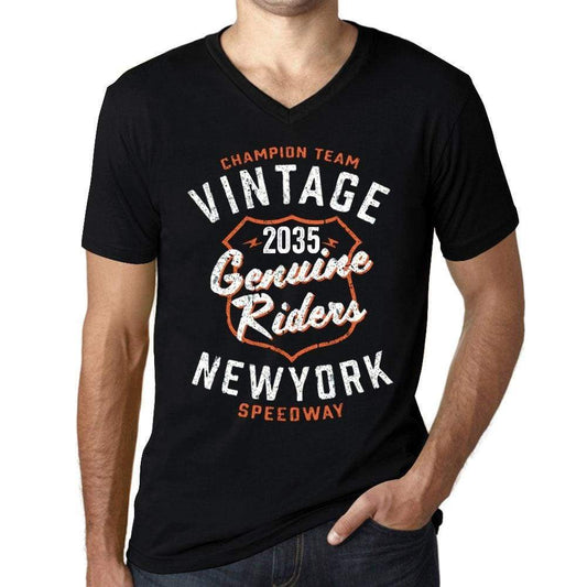 Mens Vintage Tee Shirt Graphic V-Neck T Shirt Genuine Riders 2035 Black - Black / S / Cotton - T-Shirt