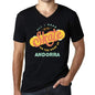 Mens Vintage Tee Shirt Graphic V-Neck T Shirt On The Road Of Andorra Black - Black / S / Cotton - T-Shirt