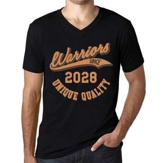 Mens Vintage Tee Shirt Graphic V-Neck T Shirt Warriors Since 2028 Deep Black - Black / S / Cotton - T-Shirt
