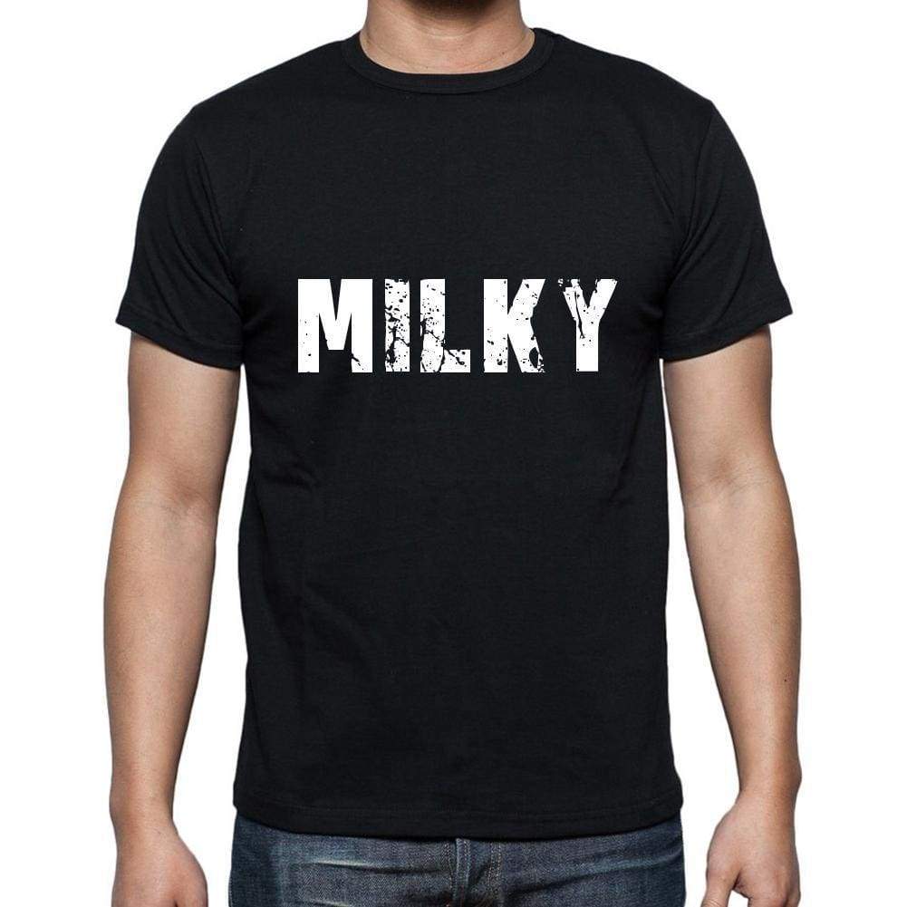 Milky Mens Short Sleeve Round Neck T-Shirt 5 Letters Black Word 00006 - Casual