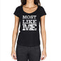 Most Like Me Black Womens Short Sleeve Round Neck T-Shirt - Black / Xs - Casual
