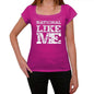 National Like Me Pink Womens Short Sleeve Round Neck T-Shirt - Pink / Xs - Casual