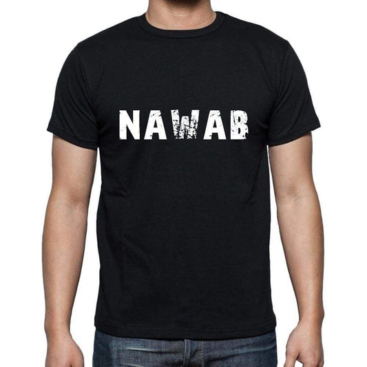 Nawab Mens Short Sleeve Round Neck T-Shirt 5 Letters Black Word 00006 - Casual