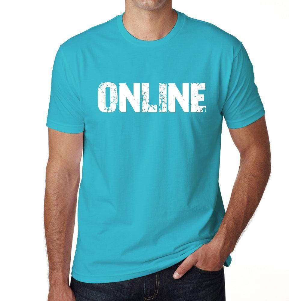 Online Mens Short Sleeve Round Neck T-Shirt 00020 - Blue / S - Casual