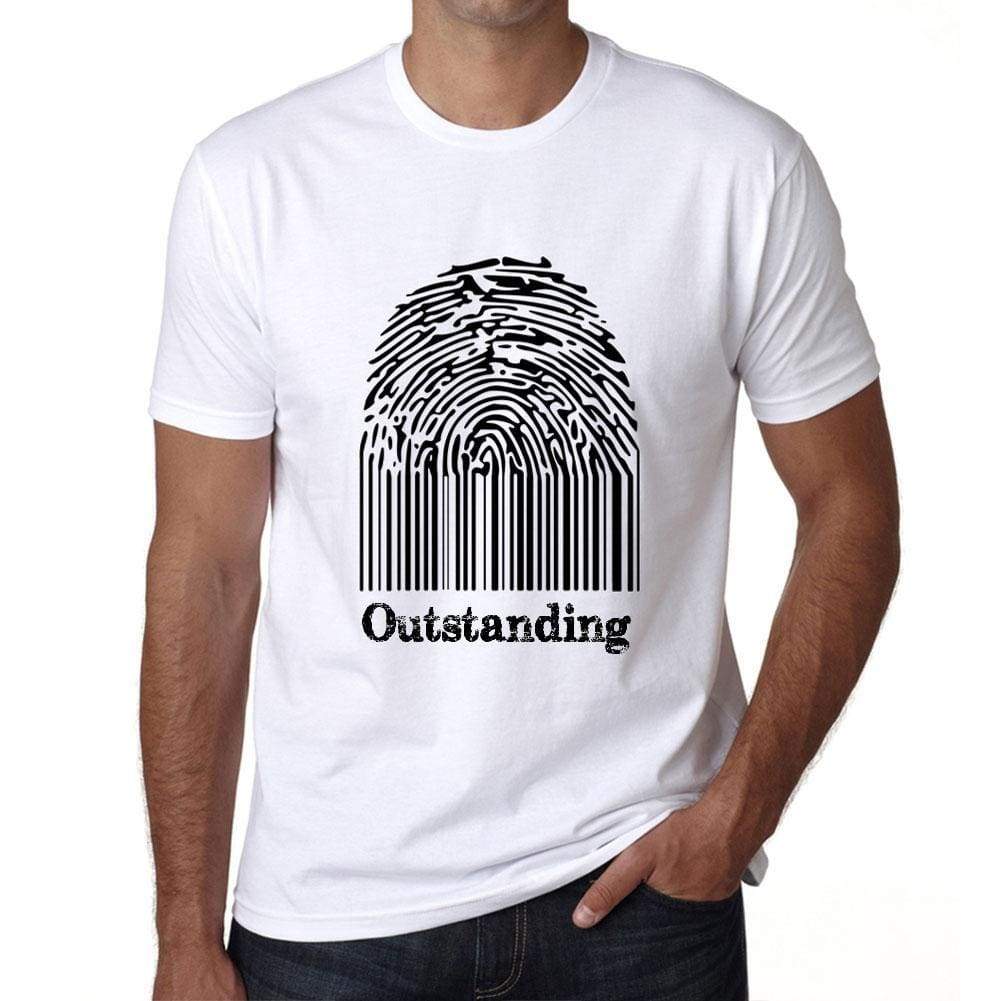 Outstanding Fingerprint White Mens Short Sleeve Round Neck T-Shirt Gift T-Shirt 00306 - White / S - Casual