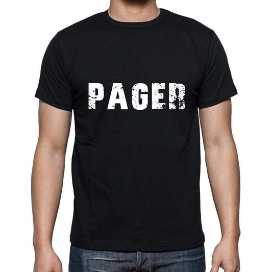 Pager Mens Short Sleeve Round Neck T-Shirt 5 Letters Black Word 00006 - Casual