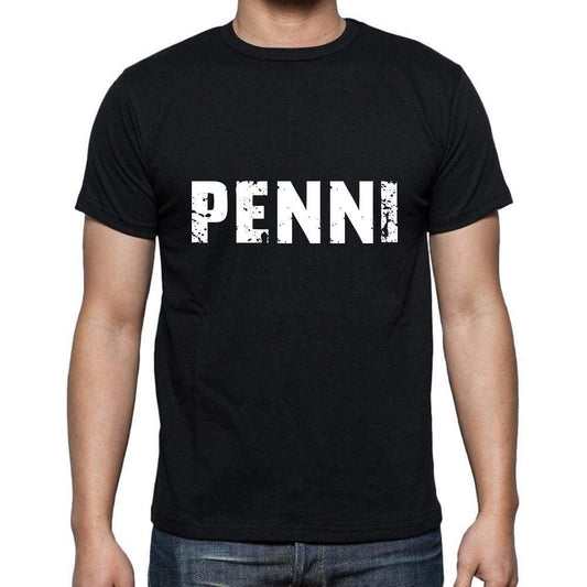 Penni Mens Short Sleeve Round Neck T-Shirt 5 Letters Black Word 00006 - Casual