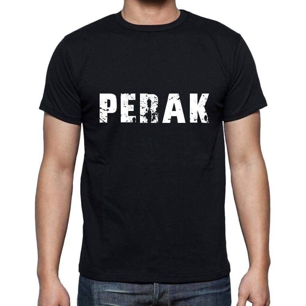 Perak Mens Short Sleeve Round Neck T-Shirt 5 Letters Black Word 00006 - Casual