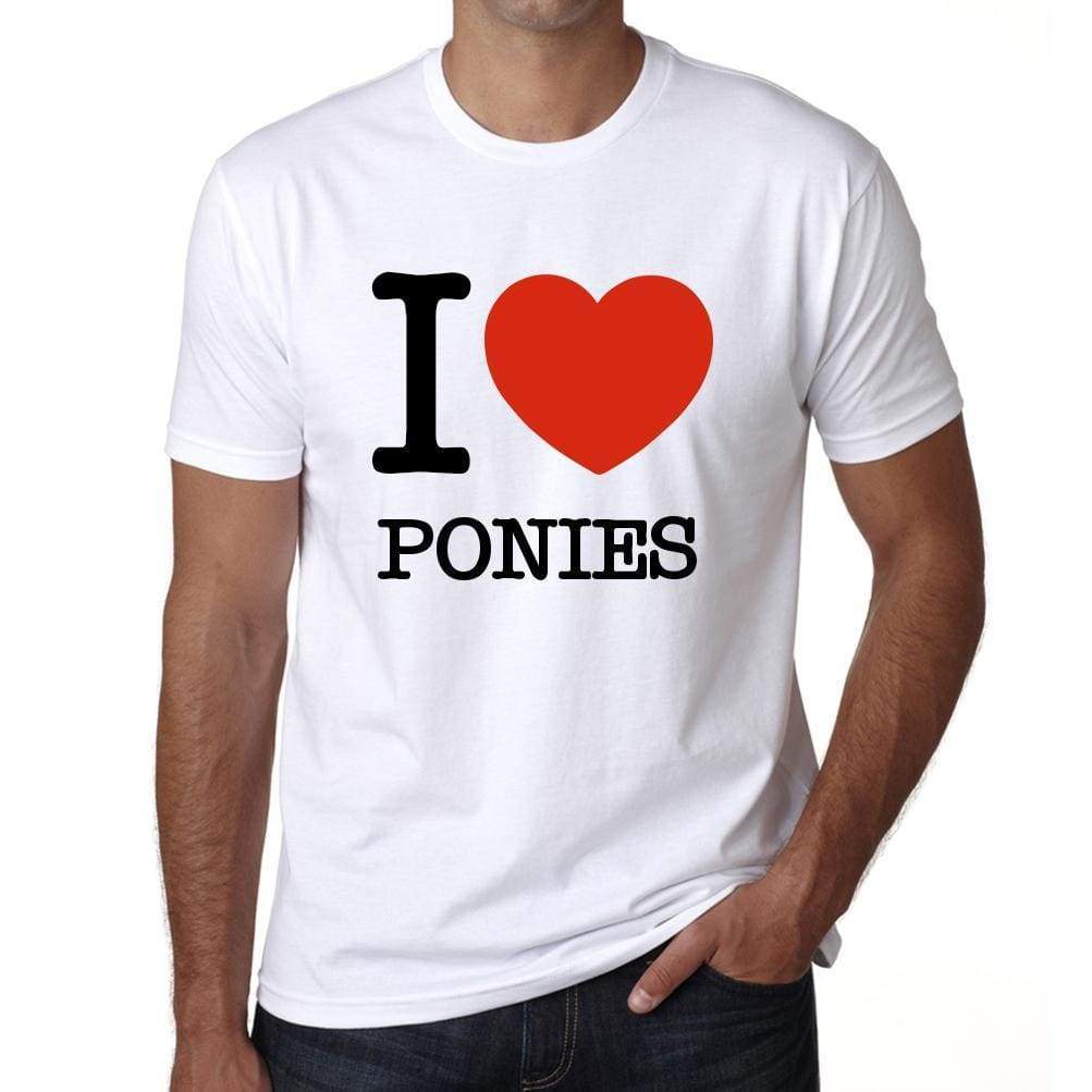 Ponies Mens Short Sleeve Round Neck T-Shirt - White / S - Casual