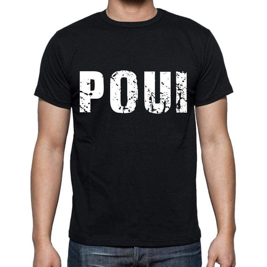 Poui Mens Short Sleeve Round Neck T-Shirt 4 Letters Black - Casual