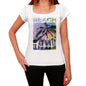 Prainha Beach Name Palm White Womens Short Sleeve Round Neck T-Shirt 00287 - White / Xs - Casual