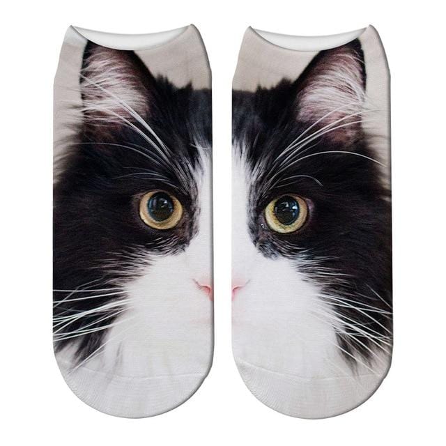 SexeMara New Design 3D Cat Print Women Unisex Christmas Socks Meias Cat Face 3D Printed Female Sock Harajuku Pet Cute Ankle Soc