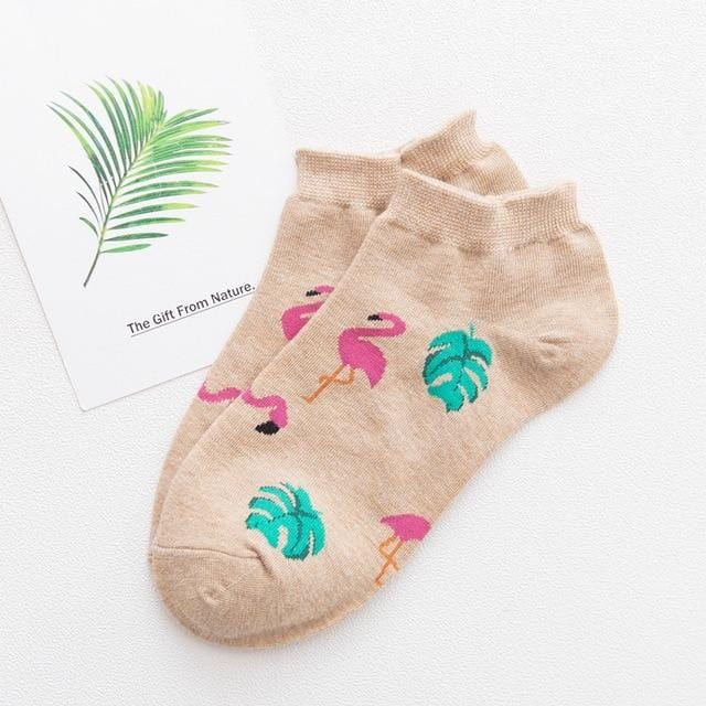 Cute Jacquard / Plant Fruit Print Pattern Art Socks Women Korean Animals / Fox Flamingo Sock Funny Sock Kawaii Sokken Calcetines