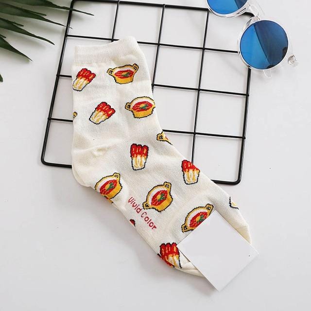 Harajuku Funny Sushi Socks Japanese Creative Cartoon Crew Socks Women Novelty Calcetines Mujer Sokken Female Girl Cute Socks