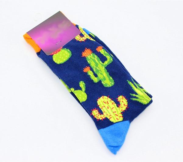 New Men's sock Brand Cactus Panda Monkey Pattern Hip hop Cool Socks for Men Winter Thick Long Skate Funny Socks Colorful EUR40-47