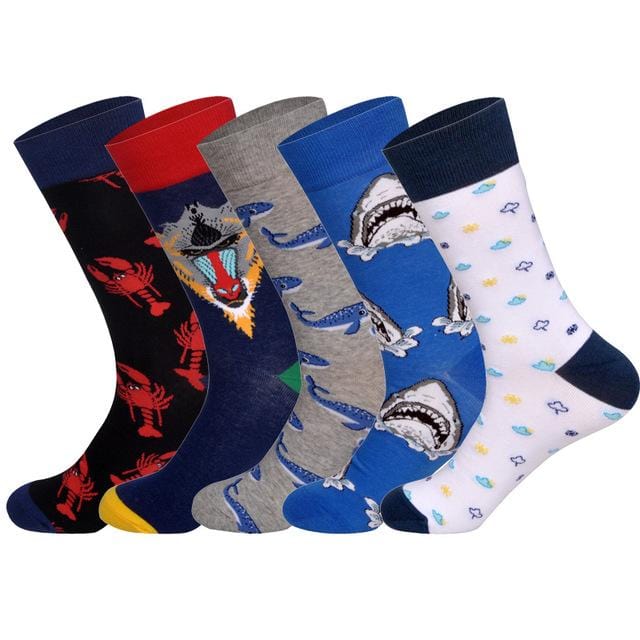 LIONZONE 5Pairs/lot Brand Men Socks 60 Colors 12 Selects British Style StreetWear Designer Happy Socks Funny with Gift Box