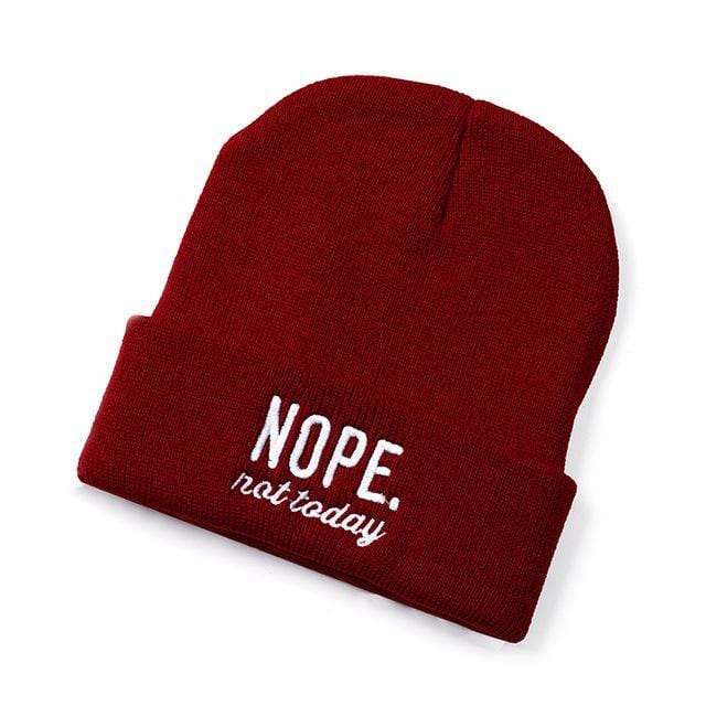 NOPE NOT TODAY Embroidered men's and women's hats outdoor knittedbeanie autumn and winter caps