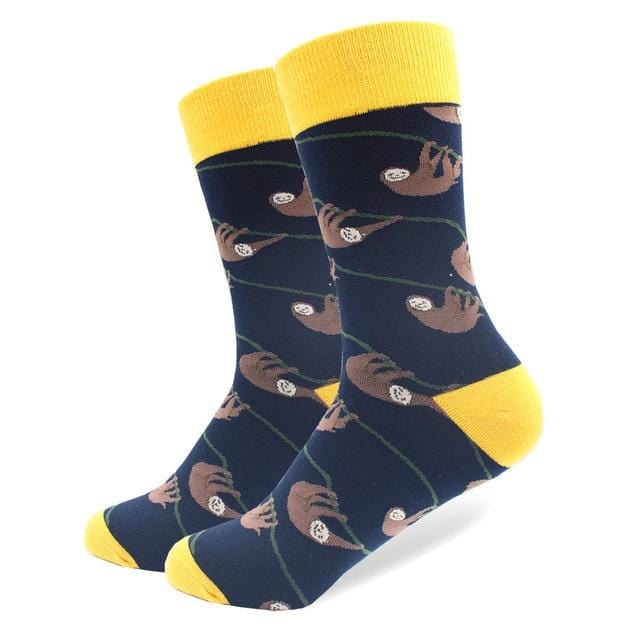 1 Pair Funny Combed Cotton Brand Men's Crew Socks Novelty Tiger Koala Kangaroo Pattern Colorful Dress Causal Wedding Socks