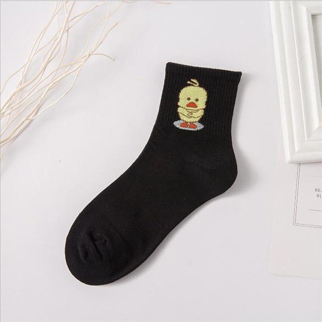 1 Pair Ladies Comfortable Cotton Socks New Fashion All Seasons Cartoon Animal Embroidery Series Women Fresh Harajuku Crew Socks