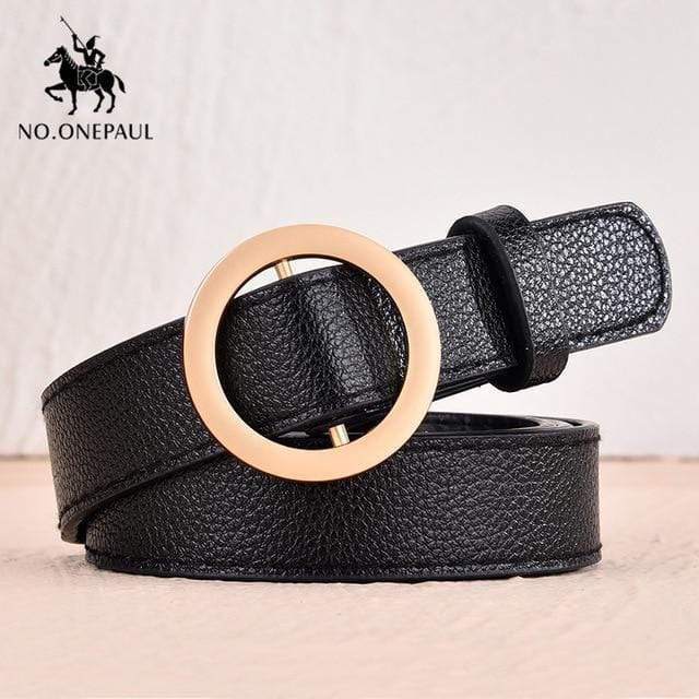 NO.ONEPAUL women belt Genuine Leather New Punk style fashion Pin Buckle jeans Decorative Belt Chain luxury brand belts for women